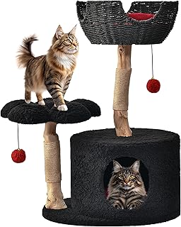 No More Eyesores: The Easyego Modern Black Cat Tree is the Luxe Upgrade Your Feline (and Home) Deserves!